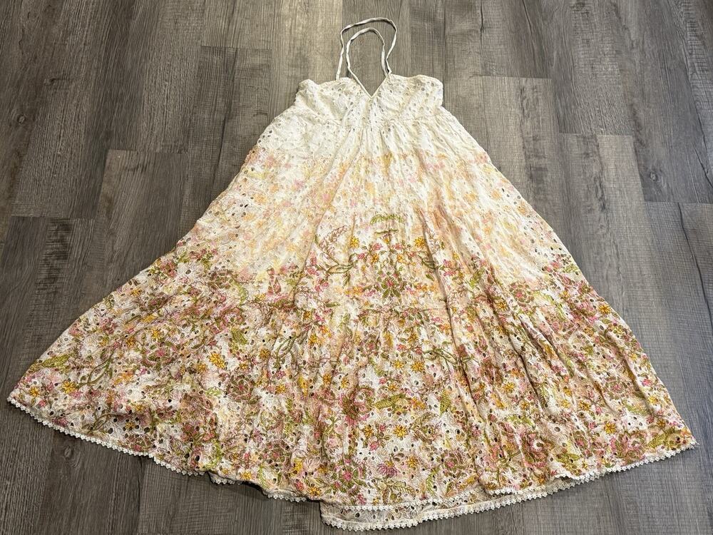 Hemant and Nandita Extra Large Sleeveless Floral Midi Dress Boho Lace Eyelet